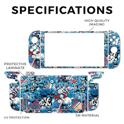 Carbon Fiber Gaming Skin Compatible with Nintendo Switch 2 Console Only - Blue Meanies - Premium 3M Vinyl Protective Wrap Decal Cover - Easy to Apply | Crafted in The USA by MightySkins - color: Blue Meanies, size: Switch 2 Console Skin Only, style: Textu