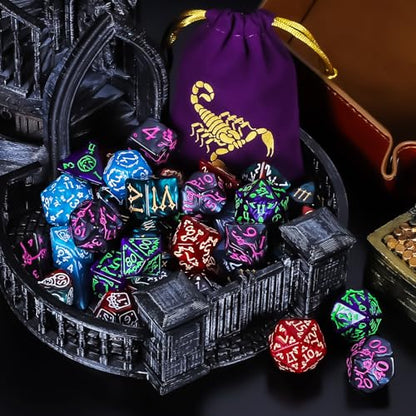 CiaraQ Polyhedral Dice Set - DND Role Playing Dice | Acrylic RPG Dice for Dungeons and Dragons MTG Table Games, Multicolor, 42pcs - color: Red/Green/Blue/Purple/Black/Red & Green