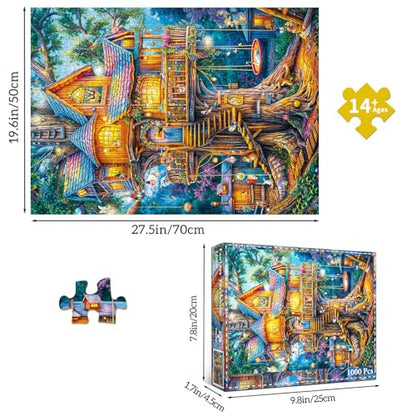 Puzzles for Adults 1000 Pieces, Elf Tree Jigsaw Puzzle with 1:1 HD Poster, Perfect Interlocking No Dust, Stress Relief Ideal Gift for Family Games - color: Elf Tree