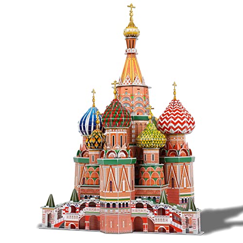 3D Puzzles for Adults & Kids St. Basil's Cathedral Building Set, Russia Cathedral Architecture Craft Model Kits, Educational 3D Jigsaw Puzzle Toy Birthday for Teens Boys Girls, 231 PCS - style: St. Basil's Cathedral