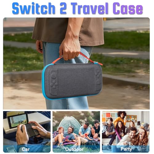 Slim Carrying Case for Nintendo Switch 2 2025, Protective Travel Case with Soft Lining, 12 Game Card Slots, Portable Carry Bag for Switch 2 Console Protection - color: Black Sliver