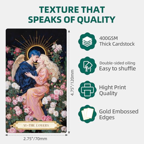 Moonshadow Floral Vow Tarot Cards with Guide Book for Beginners Original Unique Pretty Tarot Oracle, Gold Foil Tarot Cards with Guide Book Set&Gift Box for Beginner& Expert