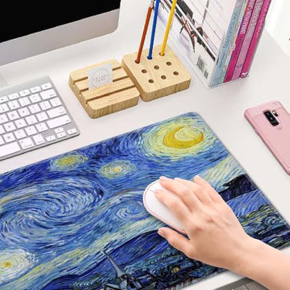 Gaming Mouse Pad, Large Non-Slip Rubber Base Mousepad, Keyboard Mouse Mat, Desk Pad with Stitched Edges, 31.5x11.8inch, Vincent Van Gogh - The Starry Night - color: Vincent Van Gogh - the Starry Night