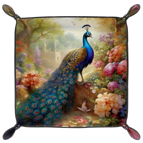 Peacock Flowers Dice Tray Dice Rolling Tray Folding Dice Holder for Dice Games, Like RPG, DND and Other Table Games - color: Multi 16