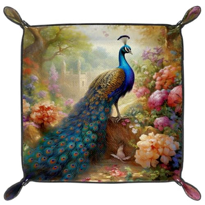Peacock Flowers Dice Tray Dice Rolling Tray Folding Dice Holder for Dice Games, Like RPG, DND and Other Table Games - color: Multi 16