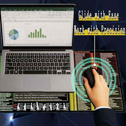 Excel/Word/Power Point/Windows Mouse pad,Non-Slip&Waterproof Large Gaming Office pc Desk mat,Over 200 Keyboard Shortcuts Mousepad(27.6L x 11.8W inches) - size: 27.6L x 11.8W inches