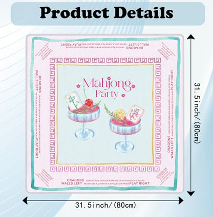Pink Chinoiserie Mahjong Mat 31.5" x 31.5", Grandmillennial Pink Cocktail Non-Slip Noise Reduction Mahjong Table Cover Accessories and Supplies for Dominoes Poker Card Board and Tile Games Gifts - color: Pink Mahjong Mat Chinoiserie