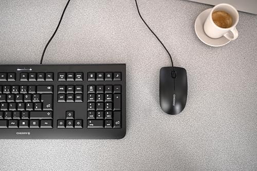 Cherry MC 1000, Wired Office Mouse for PC, Optical Sensor (1,200 dpi), 3 Buttons, Symmetrical Design for Left- and Right-Handed Users, GS Certification, Black - color: Black
