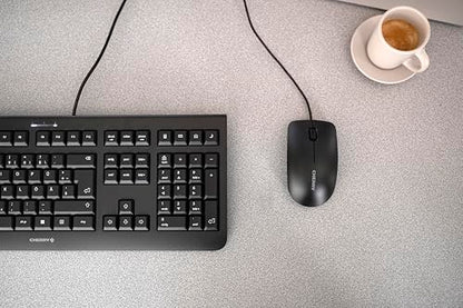 Cherry MC 1000, Wired Office Mouse for PC, Optical Sensor (1,200 dpi), 3 Buttons, Symmetrical Design for Left- and Right-Handed Users, GS Certification, Black - color: Black