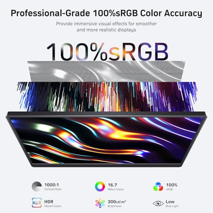MNN 18.5" 100Hz FHD IPS USB-C HDMI Portable Gaming Monitor | 18.5" FHD IPS 100Hz, built-in stand & dual speakers, USB-C/HDMI, for PC/Phone/PS5/Xbox/Switch, travel gaming. - size: 18.5'' Monitor
