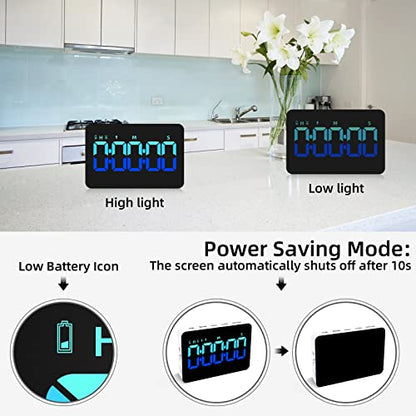 PERSUPER Kitchen Digital Timer, Count Down Up, Rechargeable, Vibration Mode | Adjustable Volume and Brightness LED Display, Time Management Cook, Desk, Kids Adults Study Teaching, Kitchen Gadgets Blue - color: Blue