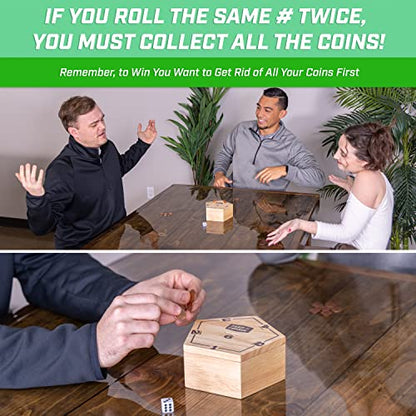 GoSports Keep The Change - Tabletop Coin Drop Dice Game, Includes 2 Dice and Game Rules
