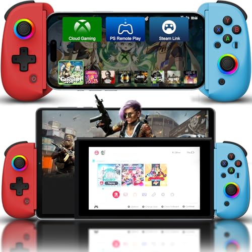 Joso Mobile Gaming Controller for iPhone/iPad/Tablet, Android Wireless Controller with Hall Effects Joysticks, Support PC/Switch, Play Cloud Games/PS Remote Play/COD/Genshin Impact & More - Blue+Red - color: Red+Blue