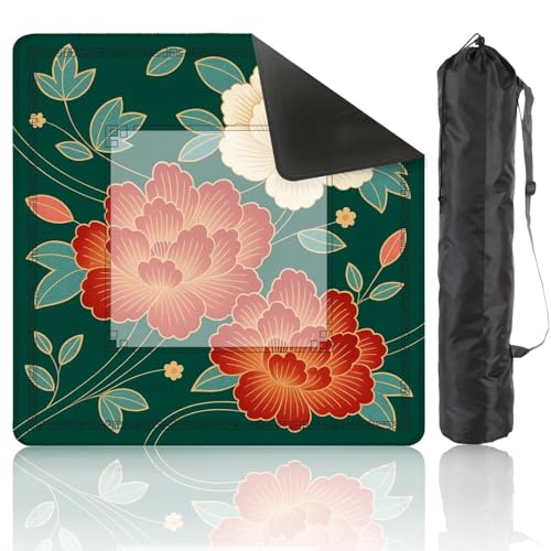 Mahjong Mat 31.5" x 31.5" Traditional Oriental Chinese New Year Decoration Japan Kimono Non-Slip Noise Reduction Mahjong Tiles Table Cover for Dominoes Poker Card Board and Tile Games - color: Color1