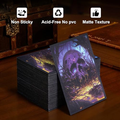 Kabinka MTG Card Sleeves - 100 Standard Size Pack Clear Front & Matte Finish Back with Skull, Premium Sleeves for Magic The Gathering TCG - color: Skull