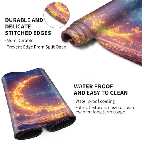 Card Playmat 70 x 40 cm Game Mats Tabletop Magic for MTG/TCG Cards, Trading Card Game Playing Stitched Commander Deck Gaming Desk Duel Mat Card Gameplay Mats, Fantasy Moon Stars - color: Fantasy Moon Stars, size: 27.5"X15.7"