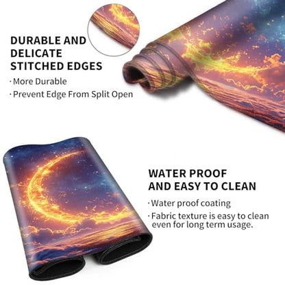 Card Playmat 70 x 40 cm Game Mats Tabletop Magic for MTG/TCG Cards, Trading Card Game Playing Stitched Commander Deck Gaming Desk Duel Mat Card Gameplay Mats, Fantasy Moon Stars - color: Fantasy Moon Stars, size: 27.5"X15.7"