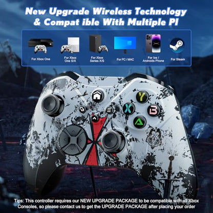 Xexvyrin Wireless for X-Box Controller, Compatible with X-box One X|S, Series PC, Special Edition Custom Controller 6-Axis Motion Control/3.5mm Audio Jack/Dual Vibration/Macro Function/Turbo（White）