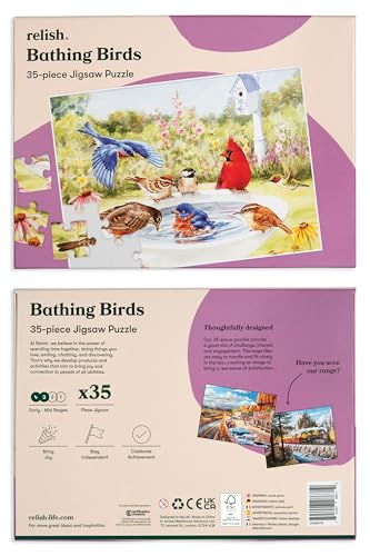 Relish Large Piece Puzzles for Seniors, 35 Piece Bathing Birds Jigsaw Puzzle, Dementia Products for Elderly - style: Bathing Birds