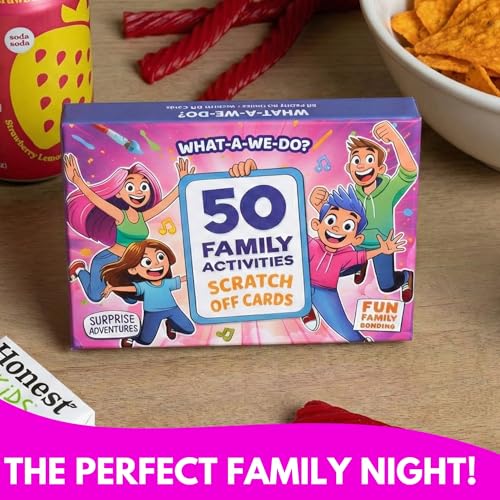 50 Family Activities - Adventure Scratch Off Cards for Family Nights - Fun Conversation Cards - Gift for Families - Game Night Gift Basket Idea for Kids and Adults - Unique for Christmas and Birthdays