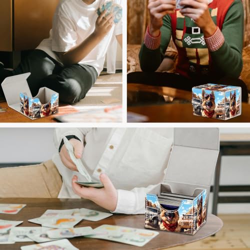 Magnetic Closure TCG Deck Box Portable Card Holder Trading Card Deck Box | PU Leather Collectible Card Case Game Trading Card Deck Box Storage Scratch Resistant Lining, Cool Dog Desert Offroad Jeep - color: Cool Dog Desert Offroad Jeep