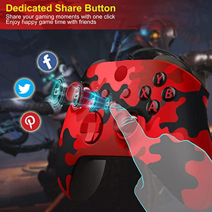 Replacement for Xbox One Controller Wired Compatible with Xbox One/Series/Windows, Xbox Series x/s Controller Wired with Custom Mapping&Share Button - color: Camo Red