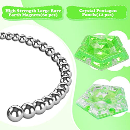 Magnetic Fidget Sphere Stress Relief Toys for Adults Kids, Anxiety Sensory Fidget Toys with Strong Neodymium Magnets, Desk ADHD Focus Tool Gift for Men Women (2.67'' Travel-Safe Toy Ball) - color: Crystal Bright Green Holographic Glitter