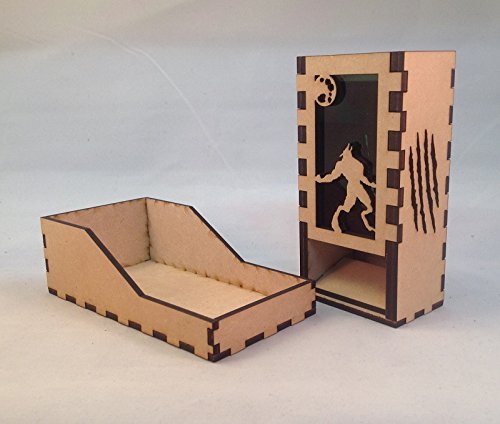 Werewolf Mini Dice Tower v1 Green Acrylic Window Laser Cut MDF Unique Gift