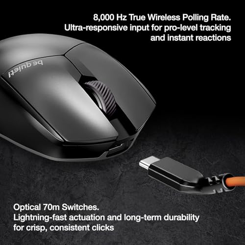 be quiet! Dark Mount Mechanical Keyboard and Dark Perk Ergo Wireless Gaming Mouse Bundle – Hot-Swappable Numpad, Display Keys, Silent Linear Switches, 32,000 DPI Sensor, up to 110 Hours Battery Life