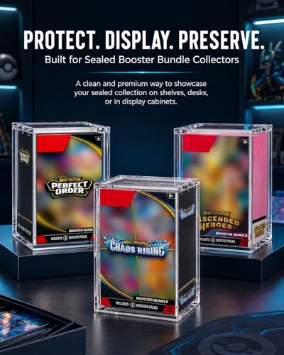 Booster Bundle Case for Perfect Order, Ascended Heroes & Chaos Rising | Custom-Fit for The New Taller Sealed Booster Bundle Format, Not Compatible with Standard-Height Booster Bundles, Case Only - size: Acrylic Case for New Booster Bundle