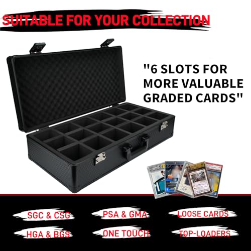 6 Row 250+ TSA Combination Lock Trading Deck Cases Graded Card Case Psa Graded Card Storage Box Psa Slab Case (Hexagonal prism, BLACK) - color: BLACK