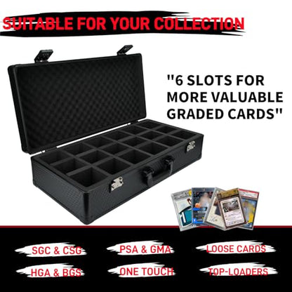 6 Row 250+ TSA Combination Lock Trading Deck Cases Graded Card Case Psa Graded Card Storage Box Psa Slab Case (Hexagonal prism, BLACK) - color: BLACK