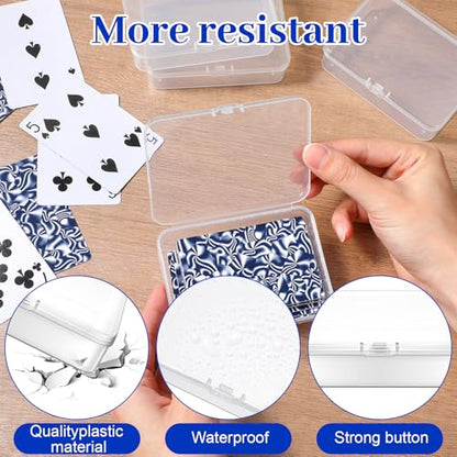 30pcs Plastic Playing Card Boxes,4.1 X 3 X 1 Inches Transparent Clip-On Playing Card Case,Trading Card Storage Box for Men Women Collecting and Classifying