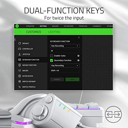 Razer Tartarus Pro Gaming Keypad: Analog-Optical Key Switches - Rapid Trigger - Adjustable Actuation - 32 Programmable Keys - Customizable Macros - Chroma RGB Lighting - Mercury White | Rapid Trigger, Adjustable Actuation, 32 Programmable Keys, Customizab