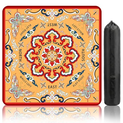 Orange Mahjong Mat Table (31.5X 31.5 in), Non-Slip Noise Reduction | Retro Butterfly Mahjong Table Mat, Mah Jong Mat with Carrying Bag, Game Table Cover for Mahjongs Poker Card Dominoes Birthday - color: Retro Butterfly