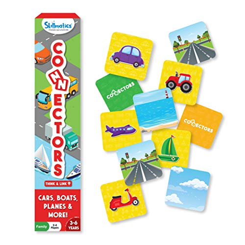 Skillmatics Educational Game – Connectors Cars, Boats, Planes & More | Fun Learning Game of Connections, Strategy & Matching, Ages 3 to 6 - style: Cars, Boats, Planes & More