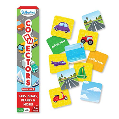 Skillmatics Educational Game – Connectors Cars, Boats, Planes & More | Fun Learning Game of Connections, Strategy & Matching, Ages 3 to 6 - style: Cars, Boats, Planes & More