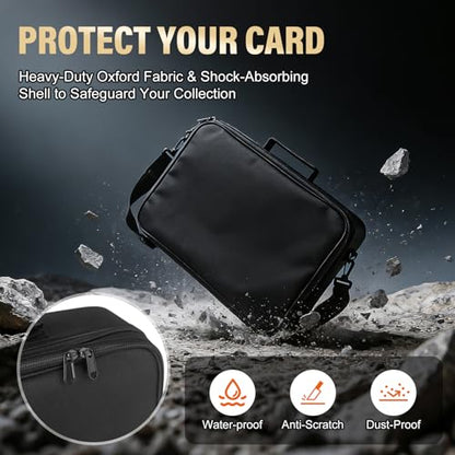 Card Deck Storage Bag for 2000+ Cards,3-Layer MTG Bag Card Storage Box with 10 Customizable Partitions & Adjustable Shoulder Strap,Trading Card Case Fits for MTG,YuGiOh,TCG,Magic,Sports Cards - Black