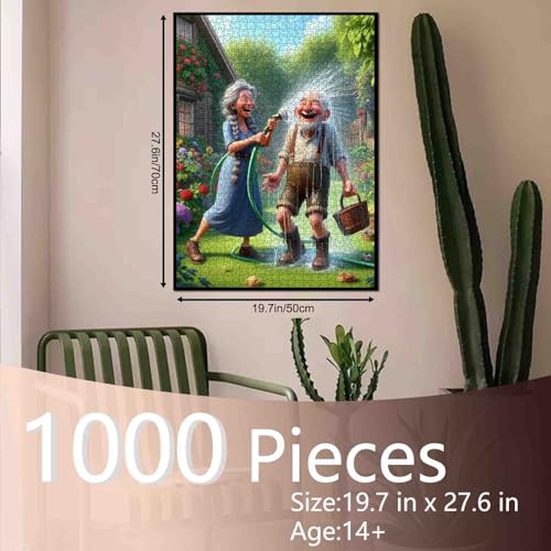 Funny Old Woman and Man Jigsaw 1000 Pieces Puzzle for Adults Comical Old Folks Couple Puzzle Valentine Day Puzzles Challenging Family Activity Games 19.7 x 27.6 Inch - color: Old Woman-a04