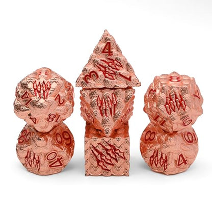 Dragon Scale Metal Dice Set-Dragon Claw,with Gift Metal Box for TTRPG Tabletop Gaming,Dungeon Masters,RPG Adventures(Rose Gold) - color: Rose Gold