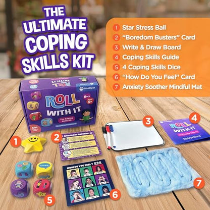 ThinkPsych Roll with It - CBT Coping Skills Kit | Anger Management & Anxiety Relief | Emotional Regulation Tools for Kids | Play Therapy Toys for Counselors | Ages 5+