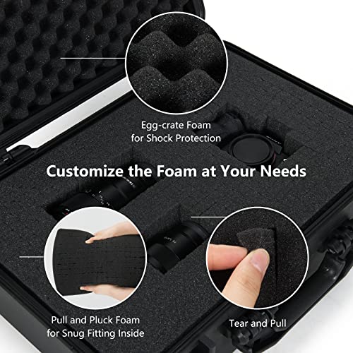 COSTWAY Waterproof Hard Case, 22-Inch Multi-Purpose Small Camera Dry Box with DIY Customizable Foam Insert, IP66 Rated Dustproof Shockproof, Portable Protective Case for Electronics, Drones, Black | DIY Customizable Foam Insert, IP66 Rated Dustproof Shock