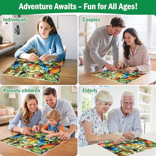 300 Piece Puzzle for Adults,Jungle Parrots Jigsaw Puzzles Adults Kids Seniors,Large Piece Animal Puzzle for Kids Ages 8-10 10-12,Bird Flower Puzzles Letters on Back,Unique Puzzles Great Gift,20.5*15in - style: Flower Birds