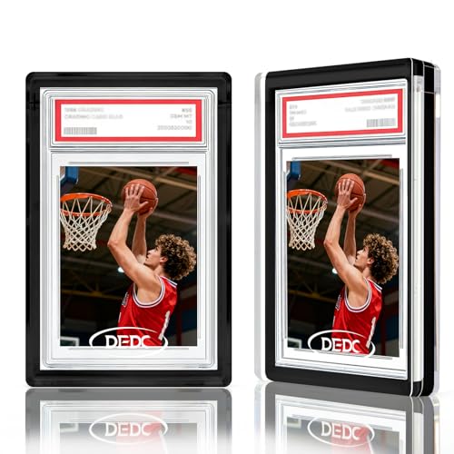 DEDC 2PCS Graded Card Acrylic Display Case for PSA 99.6% UVR Protection & 99.8% Clarity 2.3cm Thick Magnetic Standing Independently Display Box for Sport & TCG Trading Card Black Frame with 1 Cloth - color: Black, size: Fit for PSA