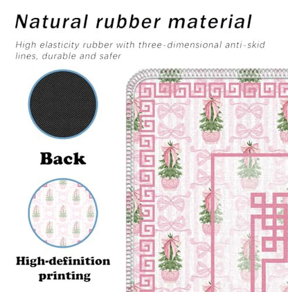Pink Chinoiserie Christmas Mahjong Mat 31.5" x 31.5", Grandmillennial Christmas Non-Slip Noise Reduction Mahjong Table Cover Accessories Supplies for Dominoes Poker Card Board Tile Games Gifts - color: Grandmillennial Christmas