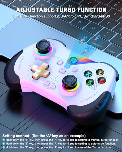 Joso Mobile Gaming Controller for iPad/iPhone/Tablet, Cloud Controller Remote Joystick for iOS/Android, Wireless Switch Controller with Macro Buttons/Hall-Rocker/Hall-Trigger - Starry Star White - color: Starry Star White