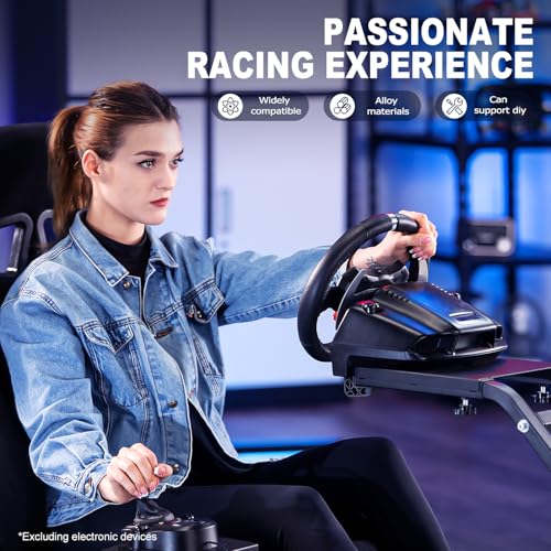 Marada Racing Simulator Cockpit with Black Gaming Seat Fit for Logitech G29 G920, for Thrustmaster T300RS T150, for Fanatec, Adjustable Car Driving Stand,Not Included Steering Wheel, Pedal & Shifter