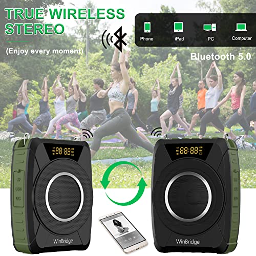Waterproof Voice Amplifier with Wireless Microphone Headset M801 20W | Microphone with Speaker Portable Megaphone with Mic, Bluetooth Personal PA System for Teachers, Tour Guide, Singing, Elderly - color: black