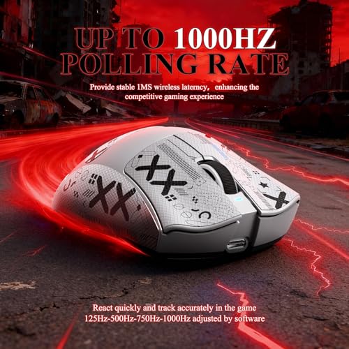 MAMBASNAKE Attack Shark V3 PRO 62g Superlight Wireless Gaming Mouse,RGB Charging Dock,BK52820 Tri-Mode BT/2.4G Wireless/Wired Mouse with Grip Tape,25000DPI,5 Programmable Buttons for Pc/Mac,White PRO - color: White&Stickers