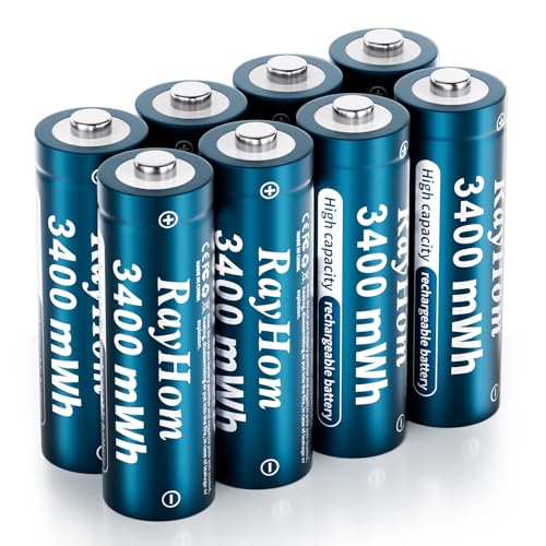 8 Pack 3400mWh AA Lithium Rechargeable Batteries | High Capacity, 1.5V Constant Output, 1600+ Cycles - color: 8AA